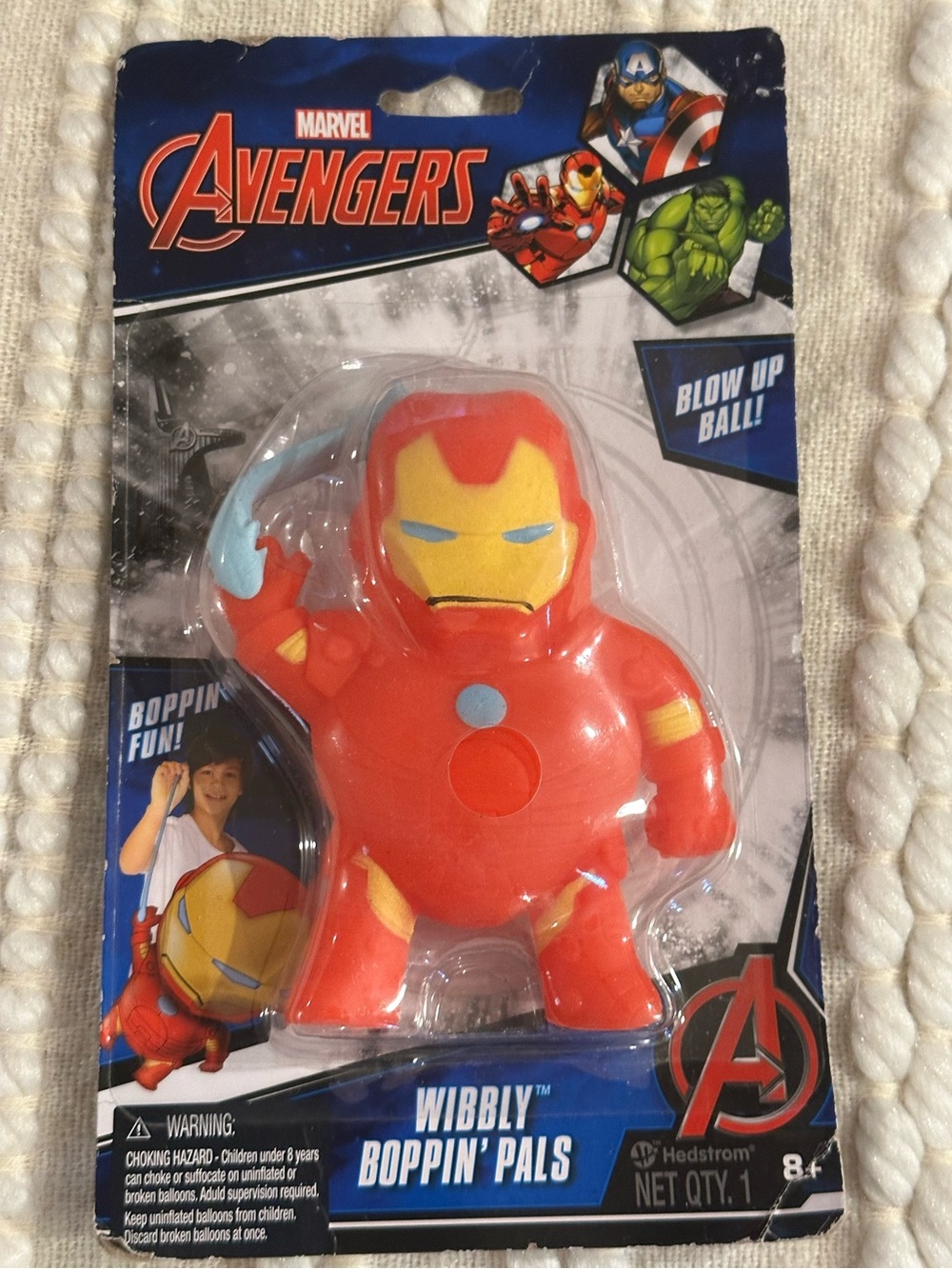 💥 $5 if bundled - Marvel Avengers Wibbly Boppin Pals Iron Man Blow Up Ball NWT